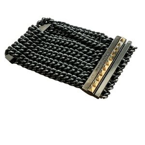 Henri Bendel Black Chain Bracelet with Gold Accent